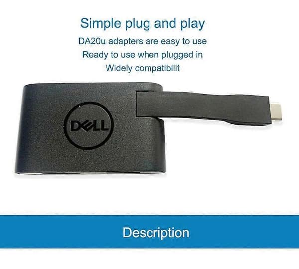 Dell DA20U Adapter-USB-C til HDMI/USB-A - Spill og plugg