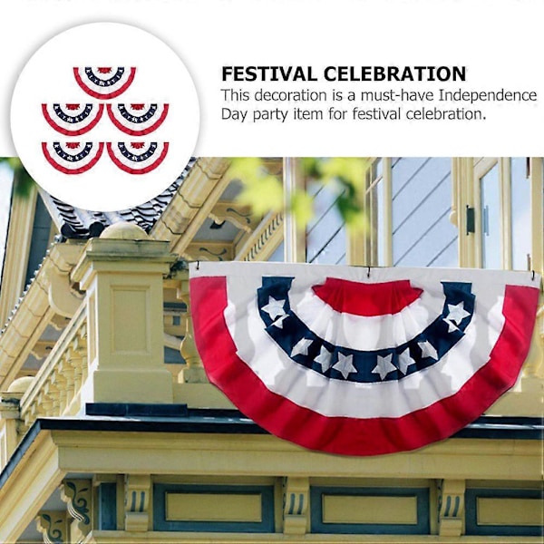 5 stk. USA Flag Banner Patriotisk Vimpel Flag Plisseret Faneflag Amerikansk Festival Dekoration
