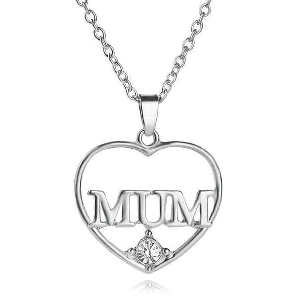 Hjertehalskjede til mamma sinklegering/rhinestone Sølv