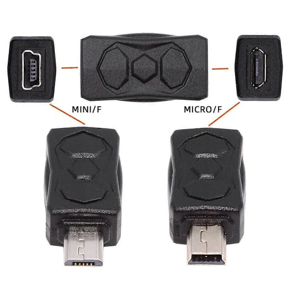 Typ A U2-006-MM 3st Micro USB 2.0 till Mini USB 5Pin Hane till Hona Förlängnings Data Strömadapter