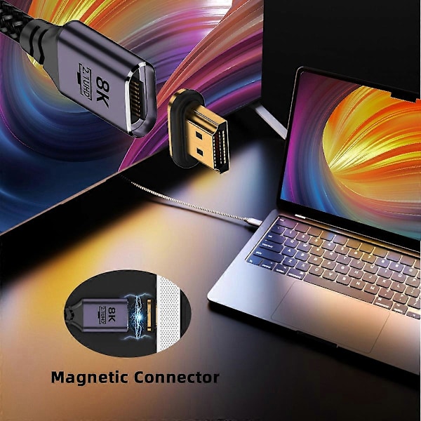 Typ A HD-043-0.5M Rak Magnetisk Kontakt 8K HDMI 2.1 Hane till Hane Videokabel