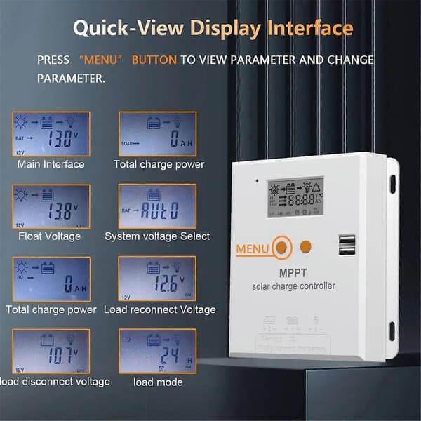 MPPT 20A Solar Oplader Controller 12V 24V Batteri Regulator med LCD Display til , Gel, Flooded og