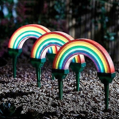 3 st Utomhus Solcellsdriven Trädgårdsbelysning LED Regnbågegång Lampa Bd xi