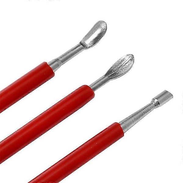Modelleringslera Verktygsset, Läderhantverksverktyg DIY Snideri Stylus Verktyg Modellering Splitsning Prägling Sked Snideri Verktygssats Prickverktyg (3st)