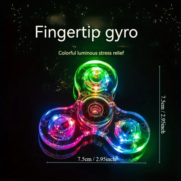 Crystal Luminous LED Light Fidget Spinner Hand Top Spinners Glow In Dark EDC Stress Relief Toys Kinetic Gyroscope For Children Christmas