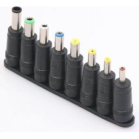23 cm DC5.5 x 2.1 mm mann-til-mann strømkabel med 8 høyttaleradaptere