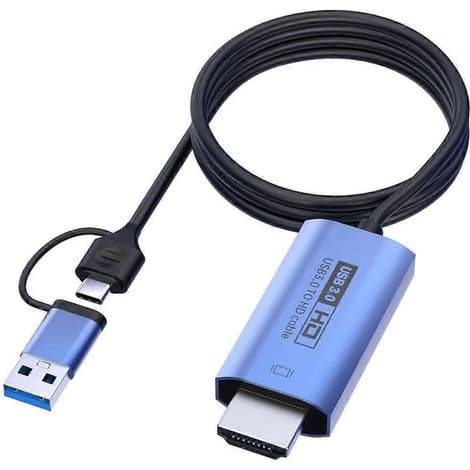 Bærbar USB-C til HDMI-adapterkabel med USB 3.0-konverter