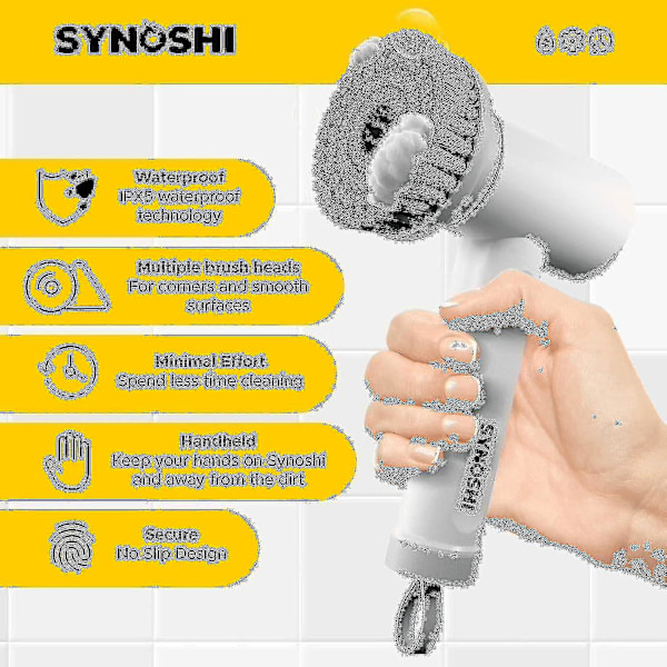 Elektrisk Rengöringsborste, Spinnskrubb med 3 Utbytbara Rengöringshuvuden, 2 Justerbara Hastigheter, Sladdlös Skrubb Perfekt för Rengöring av Badrum, Duschar