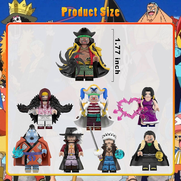8 kpl Keräily Anime One Piece Mini Action Figurit Rakennuspalikat Leikkikalut sopivat lapsille
