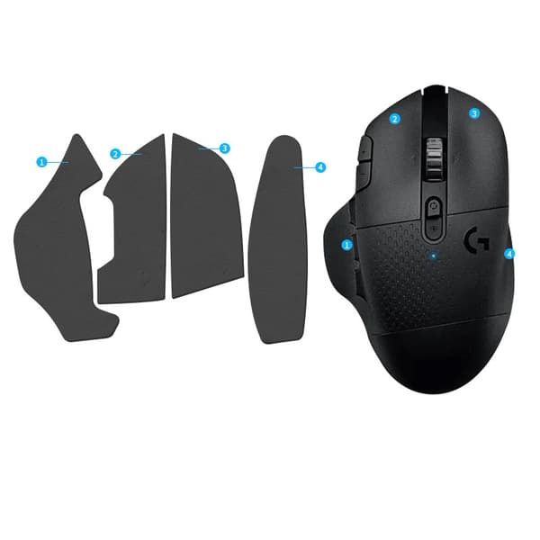 Forbedrede grepsklistremerker for Logitech G604 - Mørkegrå
