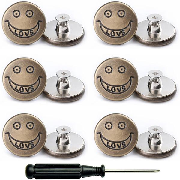 Metal Jeans Button Replacement Kit - No Sew, Removable (12-pack)
