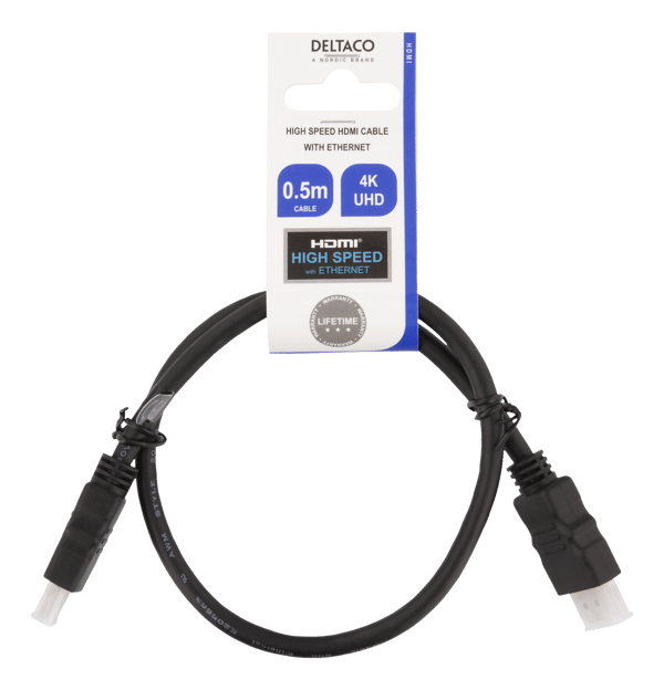 HDMI-kaapeli, HDMI High Speed Ethernetillä, CCS, 0,5 m, musta