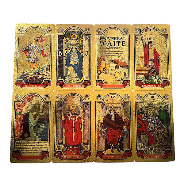 Paper Manual Luxury Gold Foil Tarot -merkki Bronssoitu PVC Vedenkestävä Kulutuskestävä