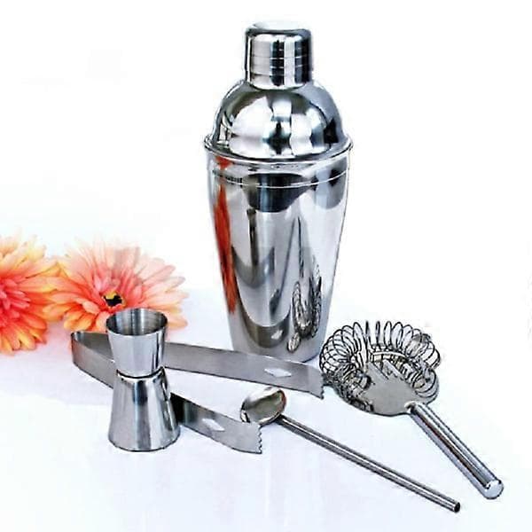 Cocktail shaker sæt - Rustfrit stål Sølv 5 dele