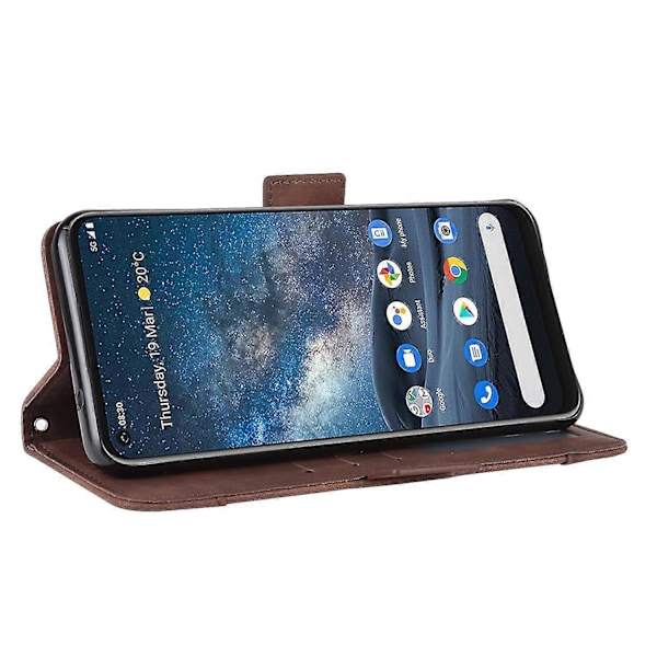 Lær med lommebokstativ Mobiltelefondeksel for Nokia 8.3 5G Anti-kollisjons telefondeksel 2025 walkbee