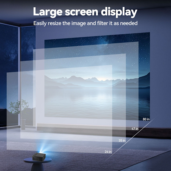 1080P Portable Projector for Home Use - HDMI, USB, TF, AV Input, Compatible with iPhone and Android Black