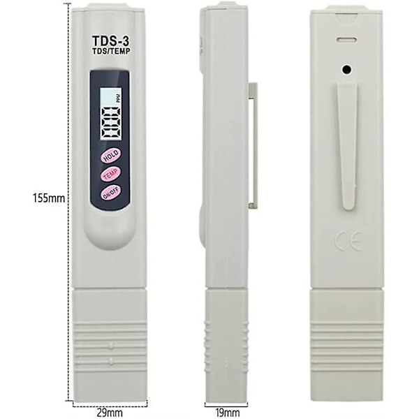 TDS-3 Bærbar Digital LCD Drikkevandsmåler Tester Pen Vandkvalitetsmåler Temperatur og PPM Vandrenhedstester 0-9990 PPM Drikkevand Hydro