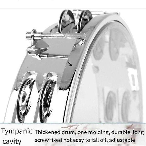 Tamburiner för vuxna 10 tum Självjusterande handskakande klocktrumma Dubbelrad Handpercussion Dr bs
