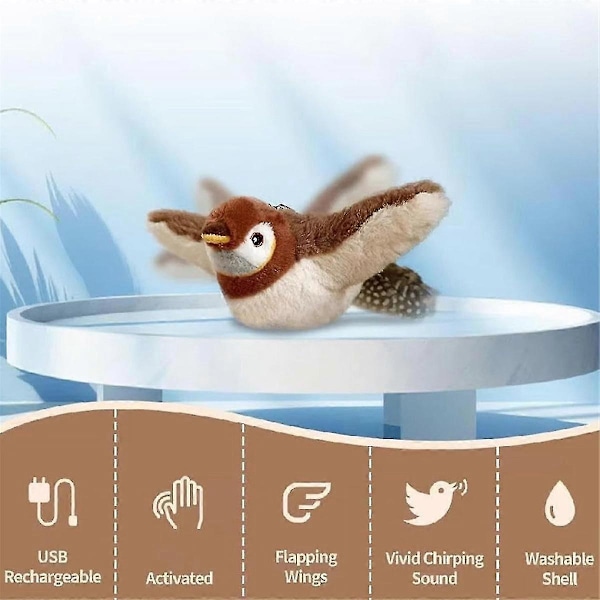 Interaktiv R Fågel Kattleksak Flap , Simulerad Elektrisk Fågel Kattleksak, Flappy Kattleksak Fågel-Yogu