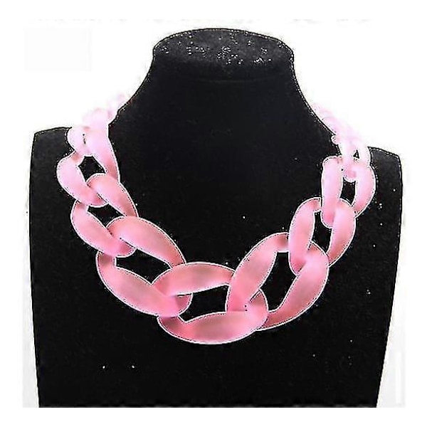 Vintage Harpiks Lackingone Akryl Krage Chunky Choker Statement Bib Kjede Halskjede Smykker - FARGE: rosa
