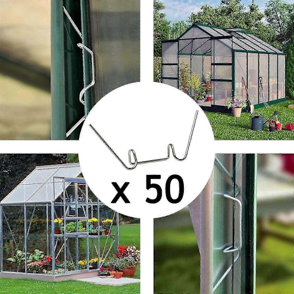 50 stk. W-klips i rustfritt stål for festing av glassrammer - Yogu
