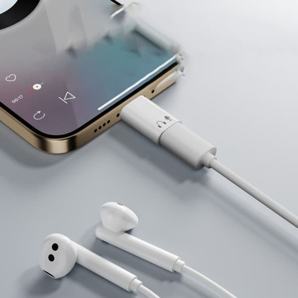 Lightning hun til Type-C han adapter i aluminiumslegering til hovedtelefoner - HiFi lydkvalitet Hvid