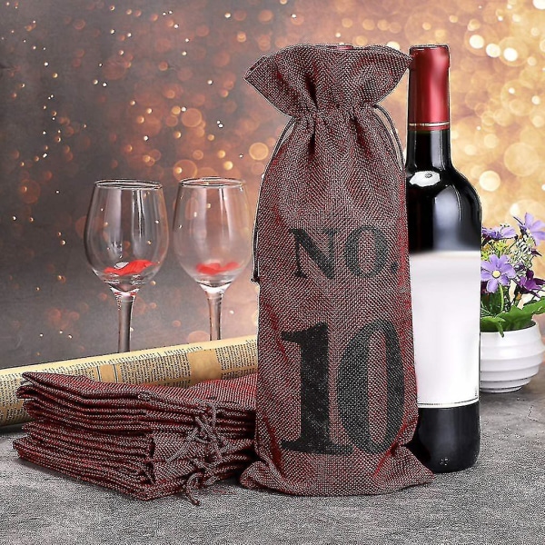 1 til 10 burlap vinposer Blind vinsmagning,vinposer Bryllupsbordnumre,vinsmagningsposer,fest