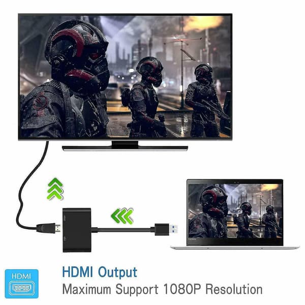Usb 3.0 - Hdmi + Vga Full Hd 1080p -videoadapterikaapeli tietokoneelle
