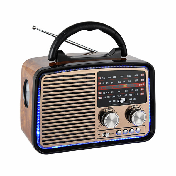 Radio bärbar SW fullbandsradio trådlös Bluetooth FM-högtalare