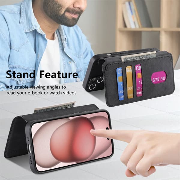 MagSafe Wallet Case til iPhone 16 Pro Max - Aftageligt 2-i-1 Cover iPhone 14