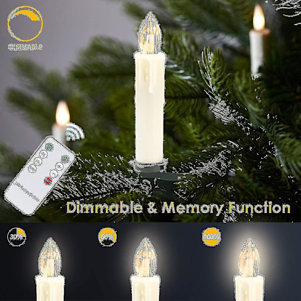 40 LED-julstjärnor, Trådlösa Vita Varma Julgranstjärnor, Med Fjärrkontroll Och Batterier, Dimbara LED-stjärnor, IP44, Kompatibla Med Jul
