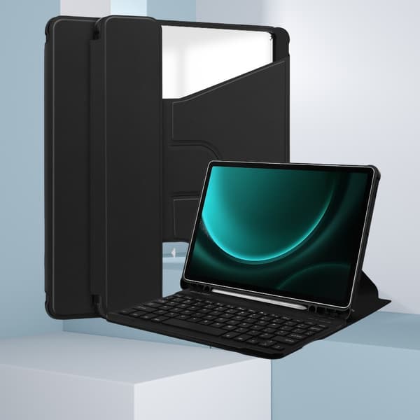 360° Rotating Stand Bluetooth Keyboard Cover Case for compatible with Samsung Tab S9 FE 11 inch - Black