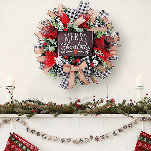 45 cm Julekrans Jule Dør Garland Hængende Ornamenter Glædelig Jul Dekoration til Hjemmet Navidad Dør Vedhæng