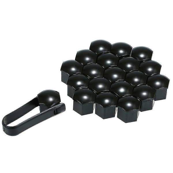 20 st Universal 21 mm Hjulmutteröverdrag Pläterade Hjulmutterlock Skruvskydd Svart