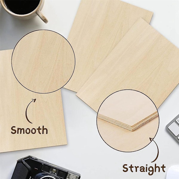 10 x Kryssfinerplater, A3 Trepanel, Fretssag Tre for DIY Snekring, Laserbehandling, Modellbygging