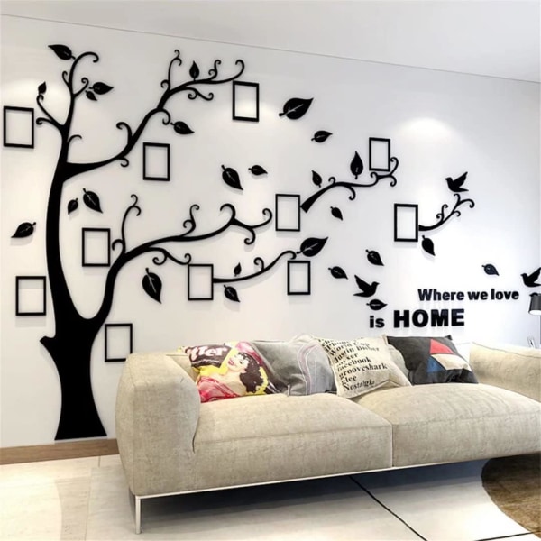 3D träd väggklistermärke hem fotoram klistermärke väggmålning dekorativt träd vänster medelstorlek 207*150cm 138*100cm