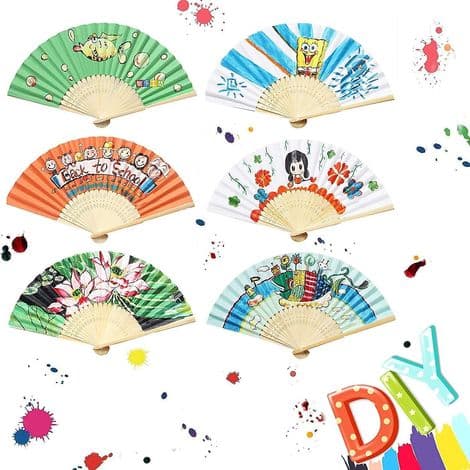 Sett med 12 hvite sammenleggbare japanske vifter - Dekor til bryllup, dansefester og brudepike-gaver