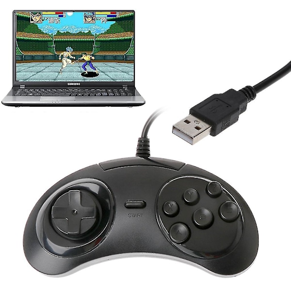 Trådløs USB Klassisk Spillkontroll 6 Knapper Spillkontroller Joypad Håndtak For Sega Md2