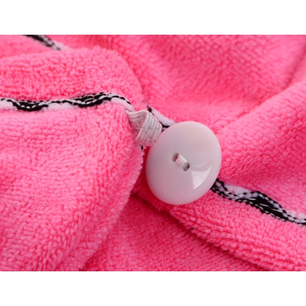 Pakke med 2 håndkleinnpakket superabsorberende hårtørkehetter med knapper 24*64 cm Deep pink