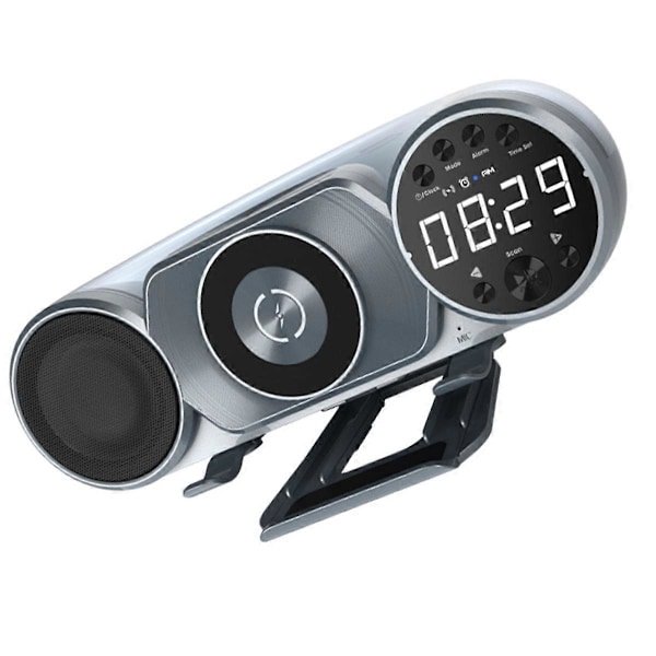 Trådlös Laddning Bluetooth Högtalare FM Radio TF AUX USB Handsfree Väckarklocka Dekoration Ambient Li