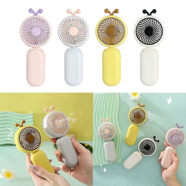 Mini Kannettava Tuuletin Taskutuuletin Ladattava USB-tuuletin Matkaystävällinen Jäähdytystuuletin - VÄRI: Musta