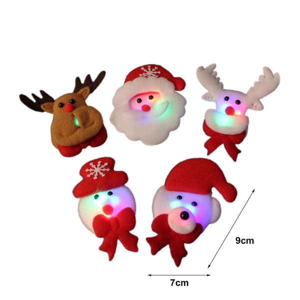 12 stk LED-brosjer, pene dekorative lette lysende julebrosjer med glitter, Santa-brosjer