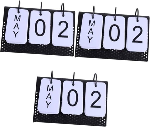 3 stykker vertikal evighetskalender, dekorative skrivebordspynt, egnet for kontorer og hjem (svart)