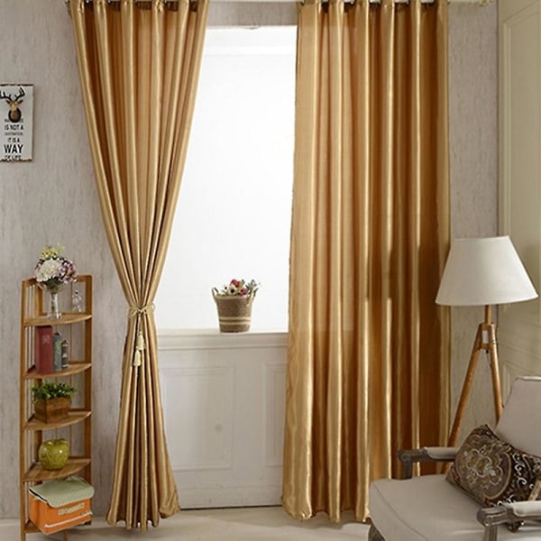 Satin stof stof farve gardiner med stænger komfortabelt værelse soveværelse mørklægning lyserøde gardiner 100cmx250cm Pink