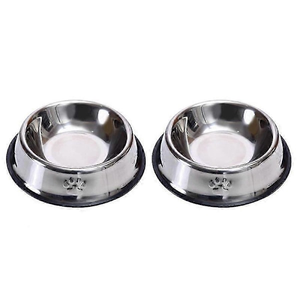 2 stk. Hundeskåler i rustfritt stål, hundematskåler, hundeskåler med gummibase (xl)