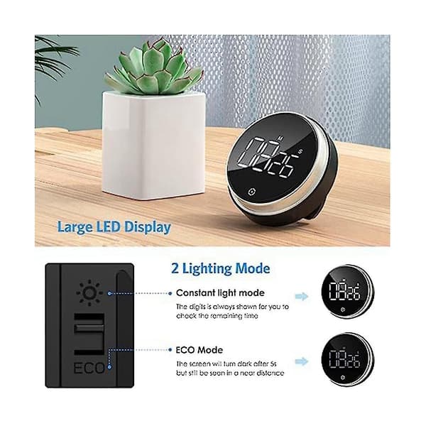 Digital Timer, Magnetisk Timer För Matlagning, Visuell Timer Med LED-Display, Justerbar Volym (batteri Ingår Ej)