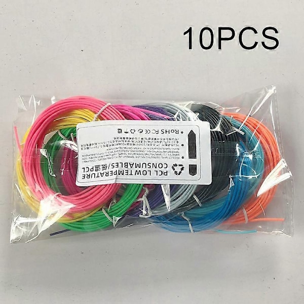3D-penna för USB-laddningsbar 3D-skrivarset med 10 x ritmallar Låg temperatur Lätt att använda - FÄRG: 50 meter 10 rullar