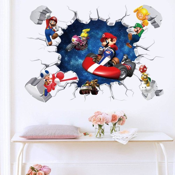 Super Mario Game Sticker Kids Cartoon selvklebende veggklistremerke PVC