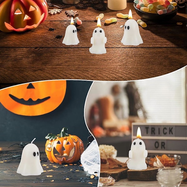 4 st Halloween Spökkandelar, Söta Läskiga Halloween Doftljus för Hemfest Rum Bordsdekorationer