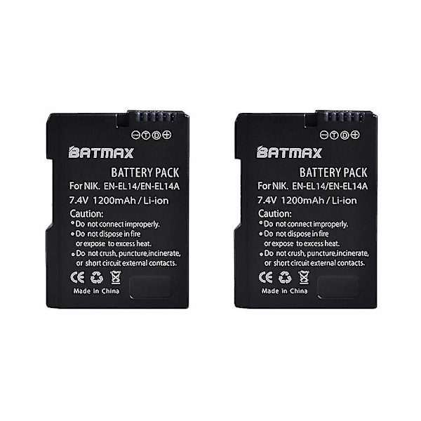 2x En-el14 En-el14a Enel14 En El14 El14a Batteri + LCD USB Dobbeltlader Kompatibel Nikon D3100 D3200 D3300 D5100 D5200 D5300 P7000-FARVE: 1 Batteri